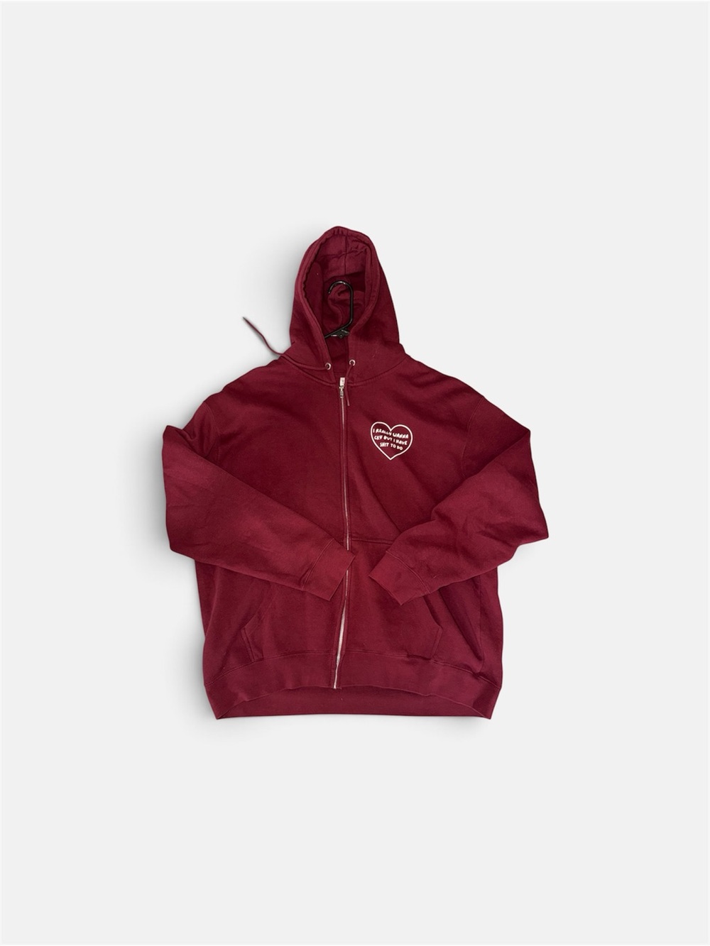 Women’s Maroon Zip-Up Hoodie with Heart Logo